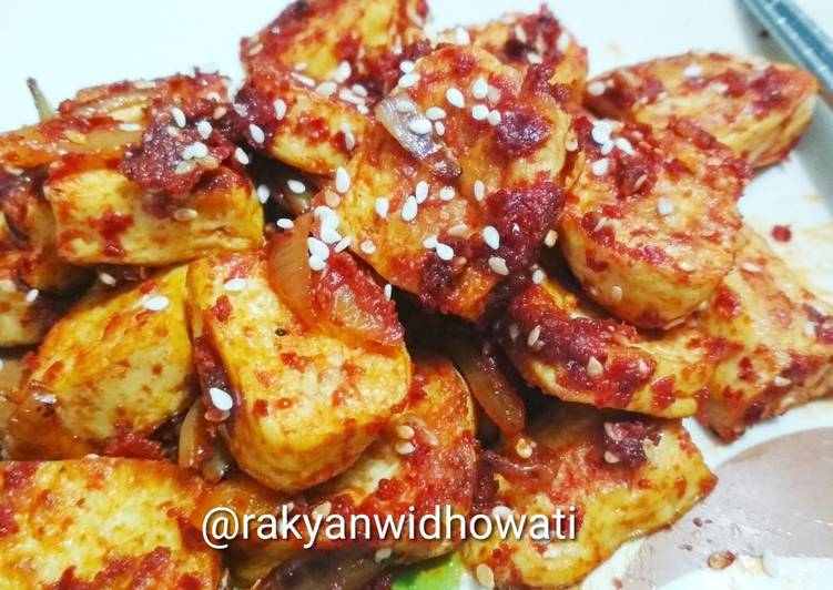 Resep Dubu Jorim (Tahu Goreng Pedas Korea/Spicy Braised Tofu) yang praktis