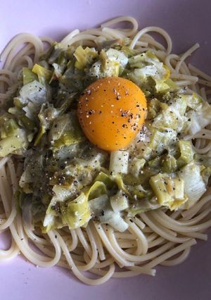 Une photo de Carbonara de poireaux