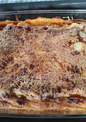 Una foto de Lasaña barbacoa