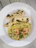Risoto de alho poró com ervilhas