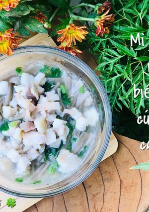 Hình của món Ăn dặm- mì somen rong biển, cải cúc cá thu xào.