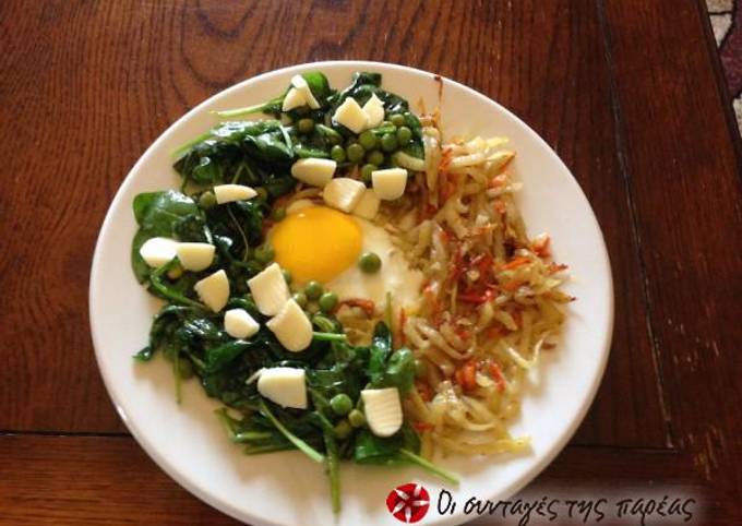 κύρια φωτογραφία συνταγής Ροστι λαχανικών με αυγά, σπανάκι και αρακά