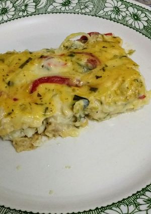 Una foto de Filete de atún con salsa blanca gratinados