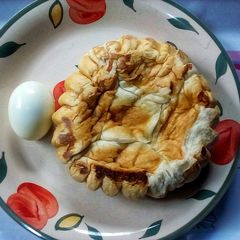 A picture of Fried Bread and Boiled Egg.