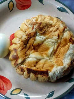 A picture of Fried Bread and Boiled Egg.
