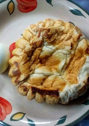 A picture of Fried Bread and Boiled Egg.