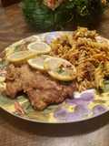 Brad's veal scallopini w/ sausage & sun dried tomato pasta