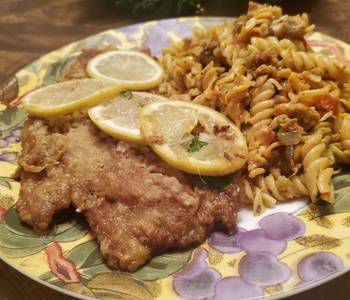 How To Serving Recipe Brads veal scallopini w sausage  sun dried tomato pasta Delicious Simple