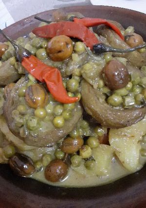 صورة لوصفة طجين بالقوق وجلبانةوالزيتون