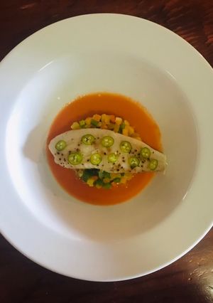 Una foto de Deconstrucció de huachinango a la veracruzana
