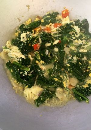 Foto resep Sawi hijau orak arik telor