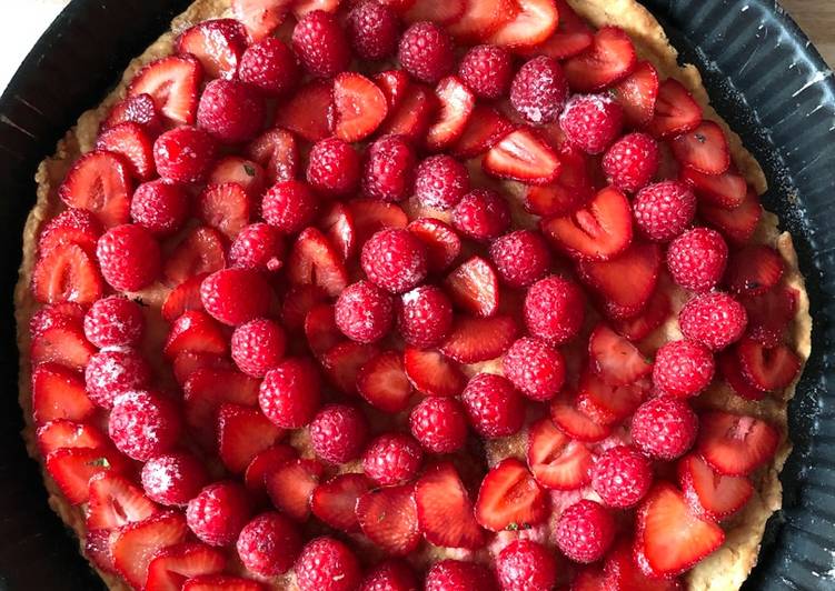 Recette de Tous les soirs de la semaine Tarte aux fraises et framboises