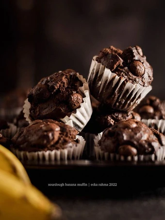 Langkah Gampang Membikin Resep  Banana Muffin Sourdough yang Enak Banget, Lezat
