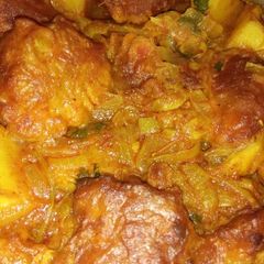 A picture of Egg red lentil dhoka curry.