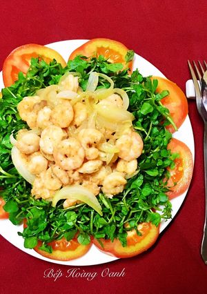 Hình của món Salad Xoong Trộn Với Tôm.