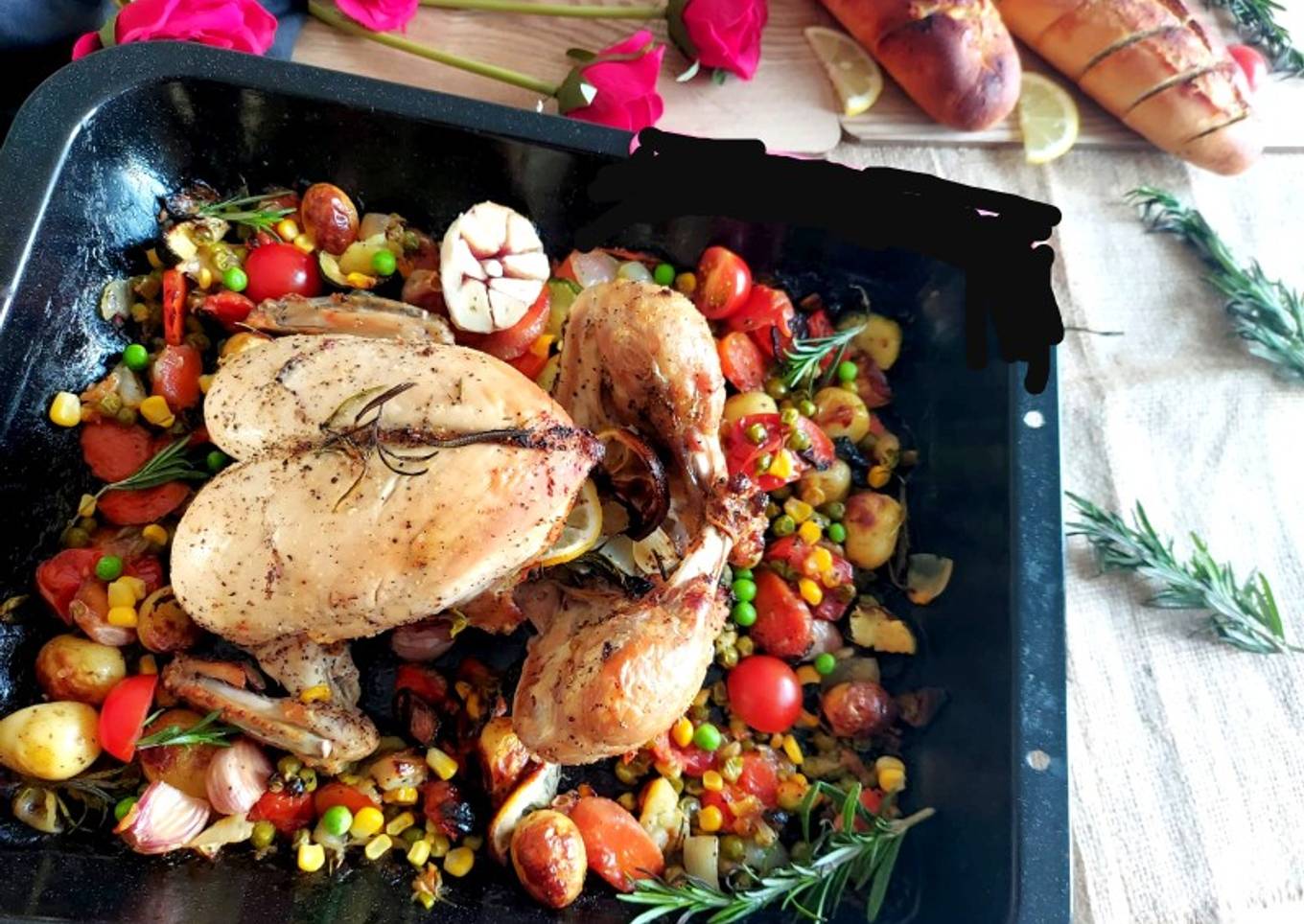 Chicken roast with veggies