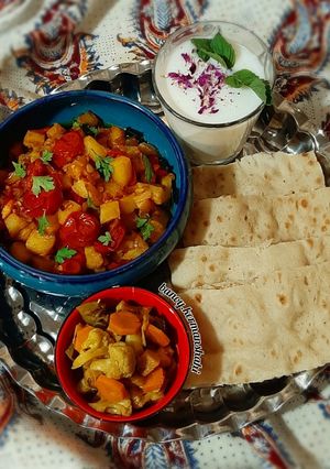 عکسی از دستور 🍀خوراک سیب‌زمینی و گوجه🍀