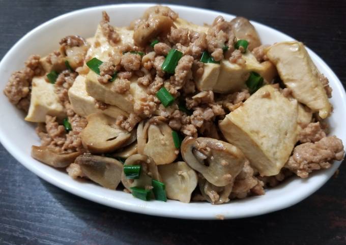 Chinese Mushroom Tofu Minced Pork Stir Fry 香菇碎豬豆腐 Recipe