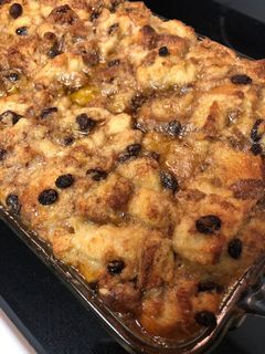 A picture of Cinnamon toast bread pudding.