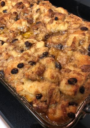 A picture of Cinnamon toast bread pudding.