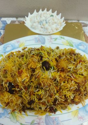 A picture of Paneer biryani.