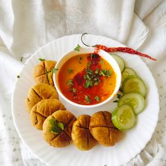 A picture of Dal Baati (Recipe in kadhai).
