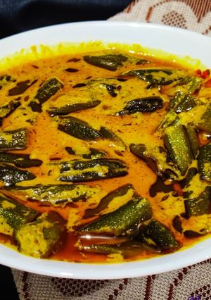 A picture of Dahiwali bhindi sabzi (no onion no garlic recipe).