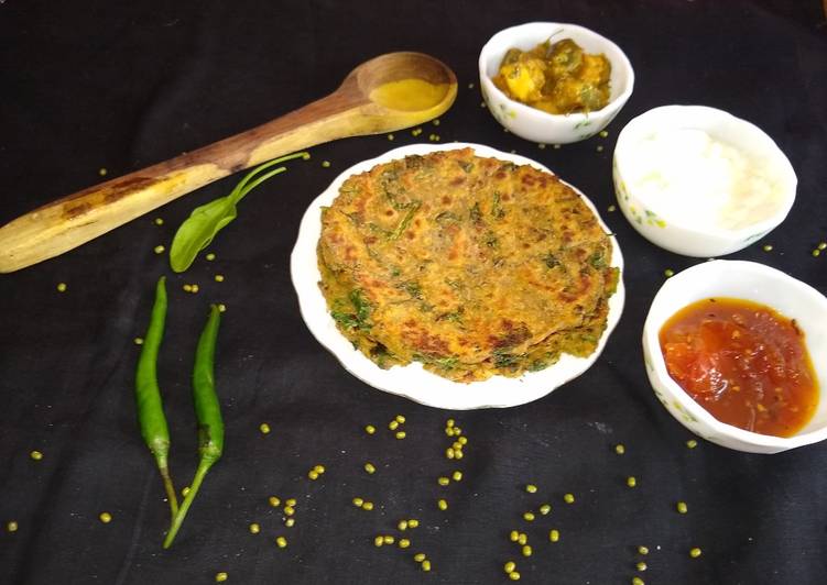 Simple Way to Make Perfect Whole moong dal and spinach paratha