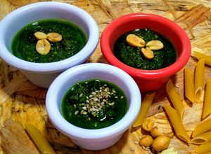 Una foto de Pesto de albahaca con Maní (cacahuete)...!