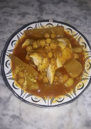 صورة لوصفة طاجين اللفت المرة بالدجاج