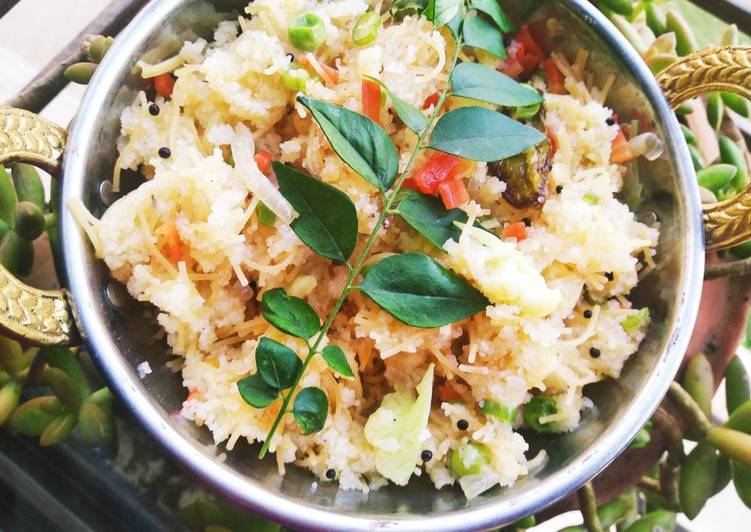 Step-by-Step Guide to Make Favorite Semolina &amp; vermicelli upma with lots of veggie