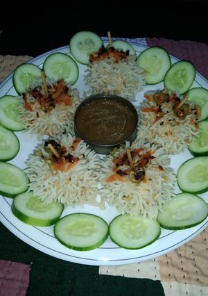A picture of Rice momos steamed.