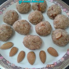 A picture of Suji coconut badam pinni.