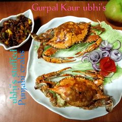 A picture of Ubhi's Stuffed Punjabi crabs🦀🍅🧂🧅🧄🌿.