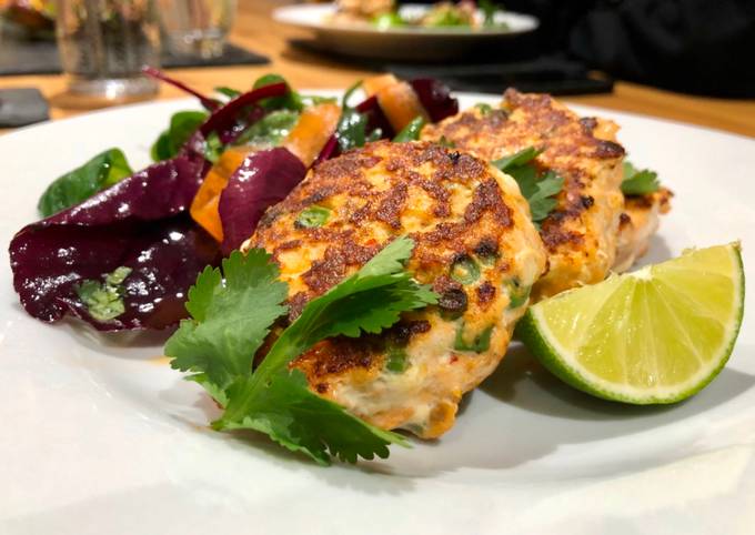 Easiest Way to Prepare Quick Thai Salmon fishcakes with Asian dressed salad