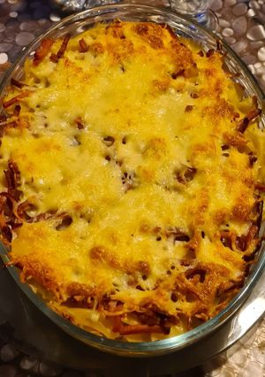 Une photo de Gratin de coquillettes au bacon