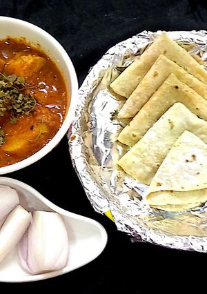 A picture of Kathi kababwith rumali roti.