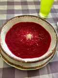 Crema de betarraga y puerros