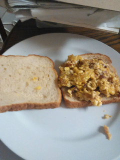 A picture of Bacon egg and cheese sandwich.