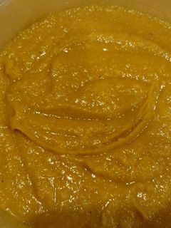 A picture of Red Lentils and squash soup.