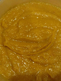 A picture of Red Lentils and squash soup.