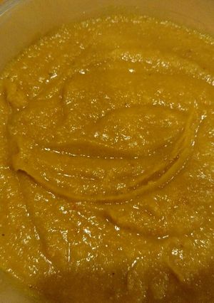 A picture of Red Lentils and squash soup.