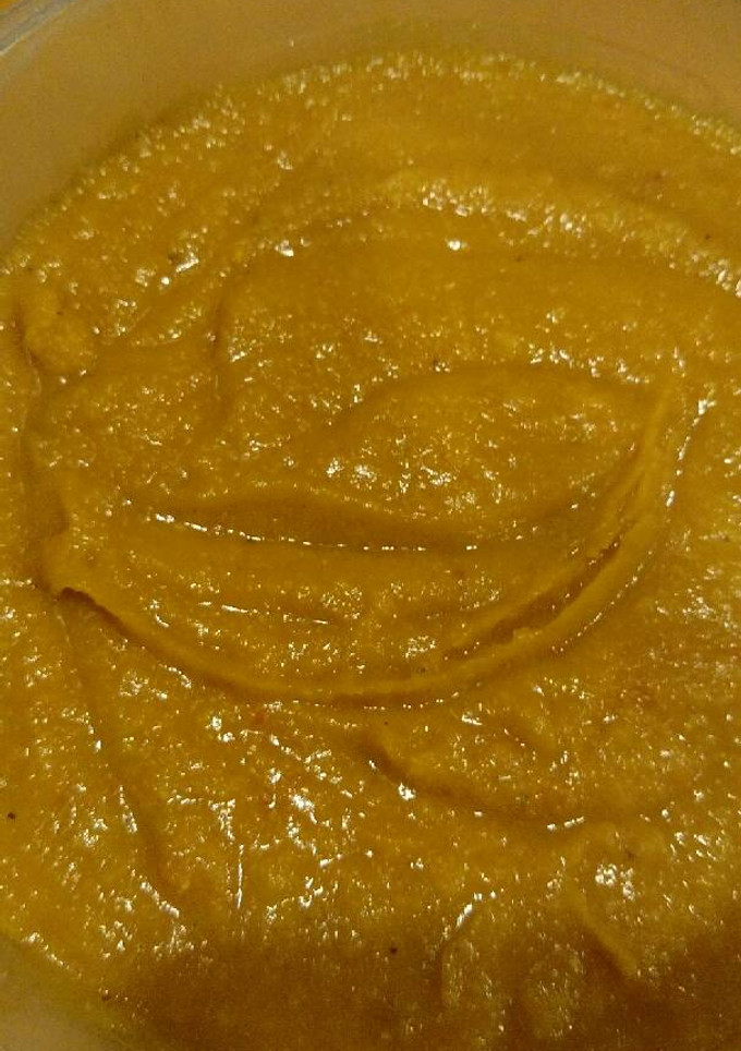 A picture of Red Lentils and squash soup.