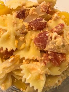 A picture of No Bake Tomato Feta Pasta 🍅🧀.