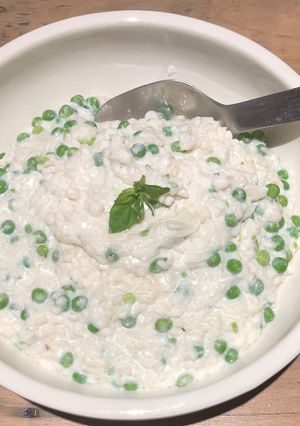 Une photo de Risotto aux petits pois et ricotta