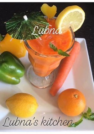 A picture of Carrot Smoothie with Red pepper,Orange and Lemon:.