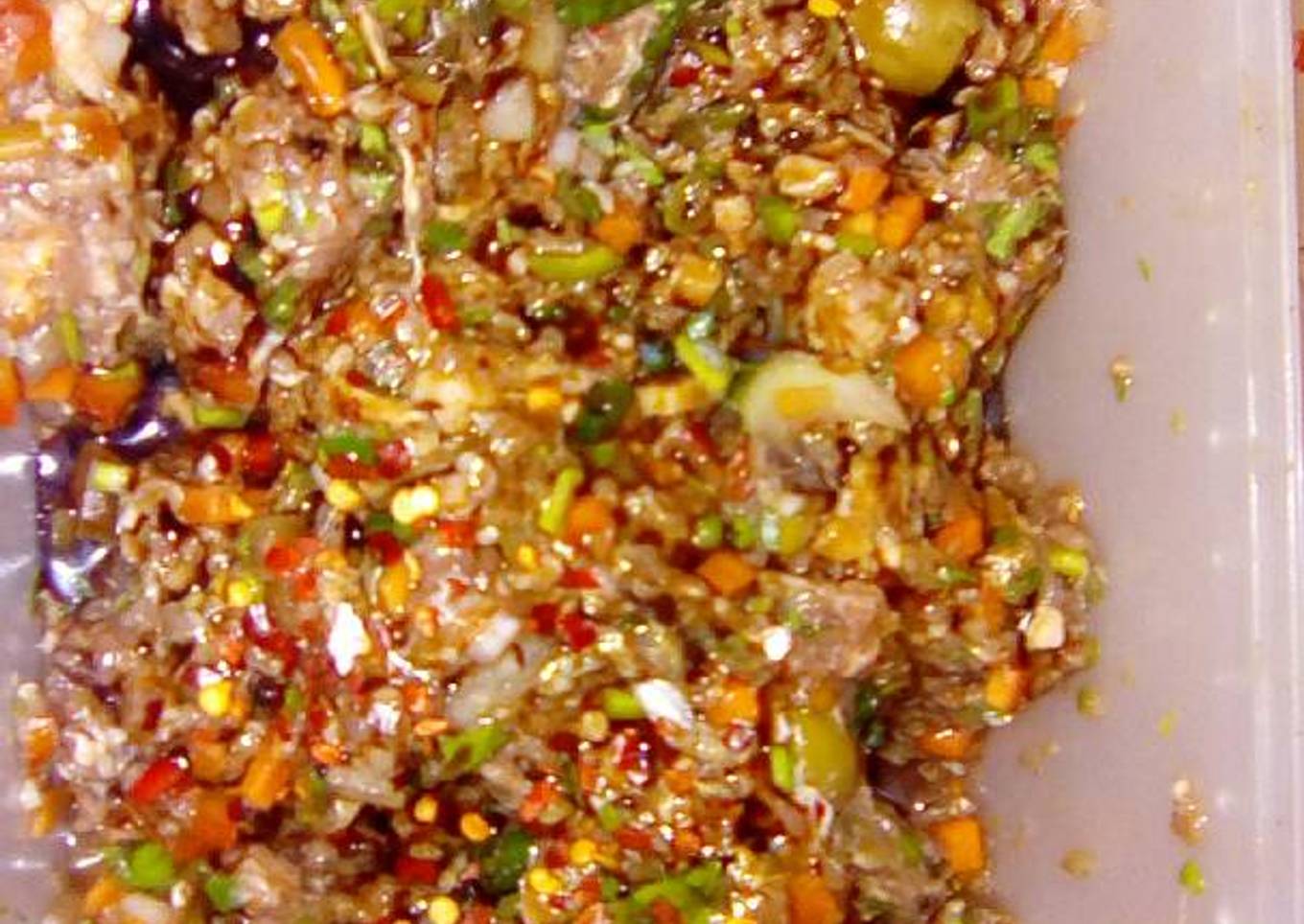 Carne molida marinada para un relleno