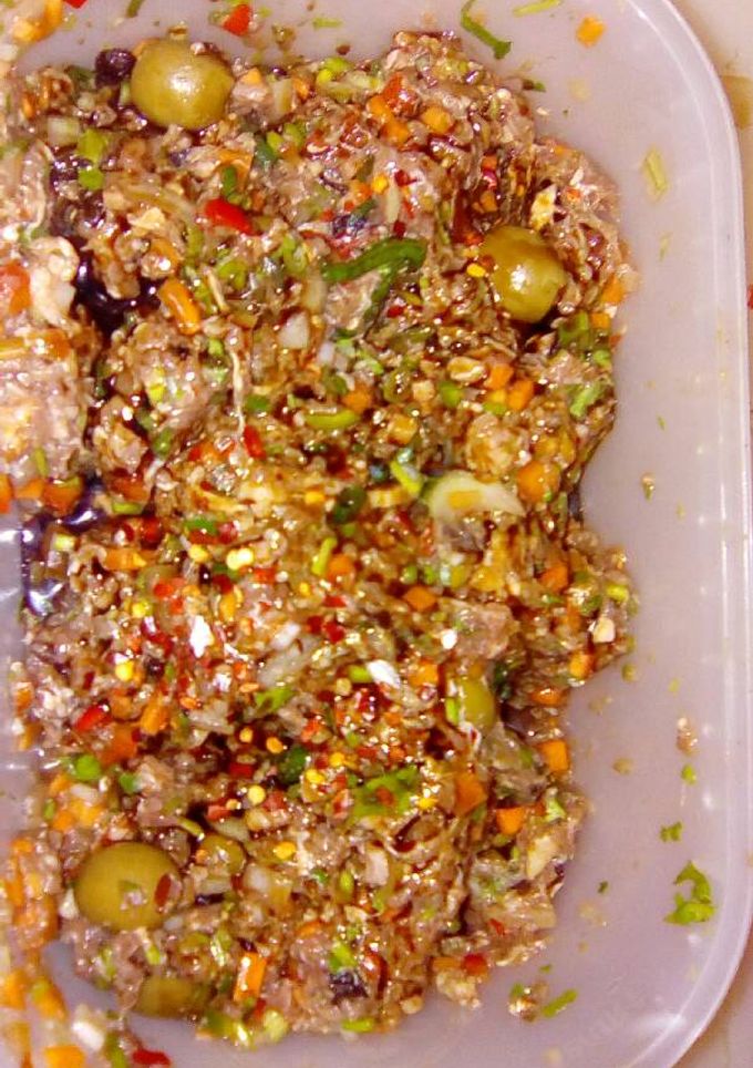 Una foto de Carne molida marinada para un relleno