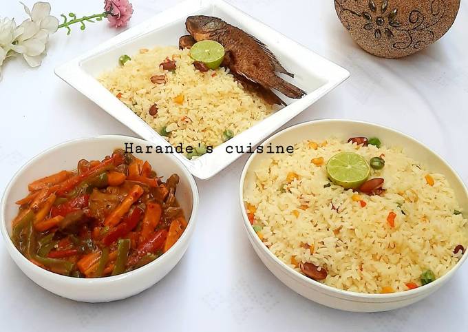 Recipe of Delicious Velencia rice with chicken and beef soup