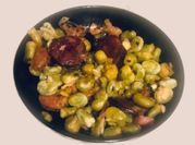 A picture of fava beans and olives